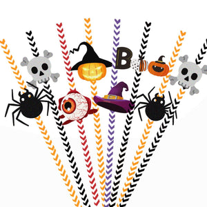 24pcs Halloween Paper Straws Drinking Straws