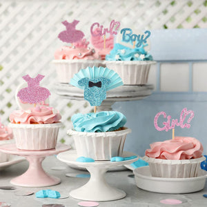 12Pcs Gender Reveal Cupcake Toppers