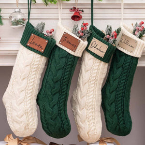 Personalized Leather Knitted Christmas Stockings