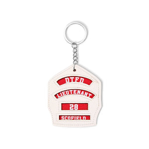 Personalized Leather Firefighter Helmet Shield Keychain