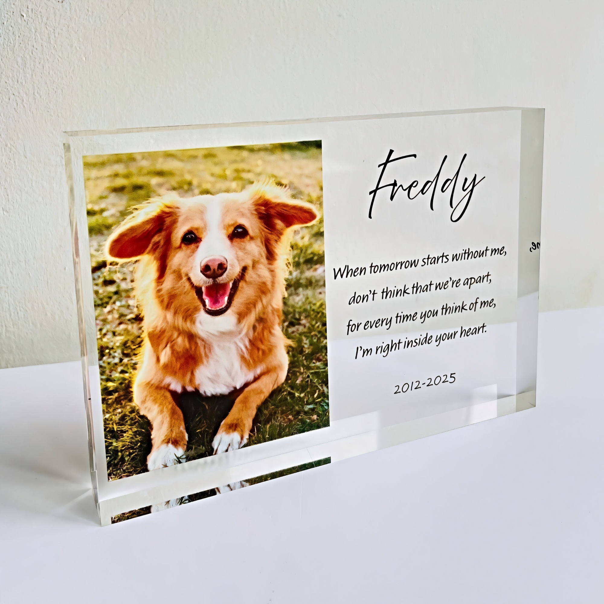 Dog Memorial Gift Photo Keepsake - Personalised Pet Loss Sympathy Plaque