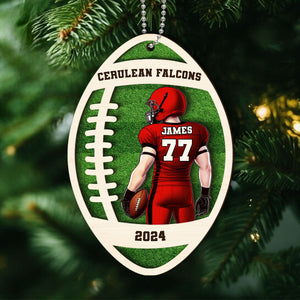 Personalized 2 Layered Wooden Sports Football Ornament