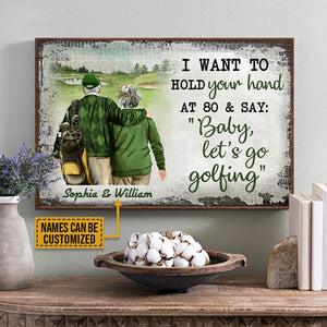 Personalized Golf Couple Want To Hold Your Hand Poster