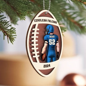 Personalized 2 Layered Wooden Sports Football Ornament