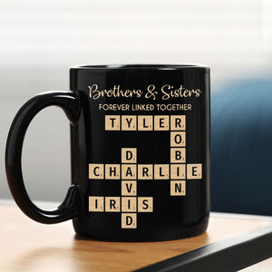 Family Forever Linked Together Crossword Puzzle Art Personalized Mug