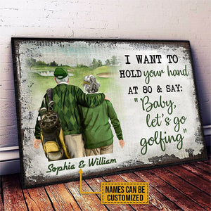 Personalized Golf Couple Want To Hold Your Hand Poster