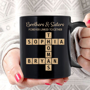 Family Forever Linked Together Crossword Puzzle Art Personalized Mug