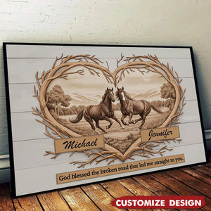 Personalized Horse Love Mountains Poster -Couple Gift