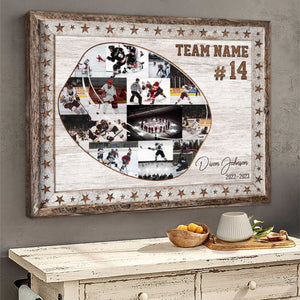 Hockey Team Photo Collage, Personalized Canvas/Poster, Ice Hockey Sports Gifts