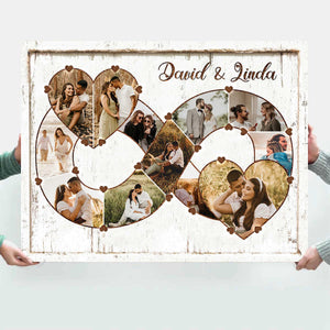 Personalized Infinity Love Photo Collage Canvas Poster for Couple,Anniversary,Valentine’s Day Gifts