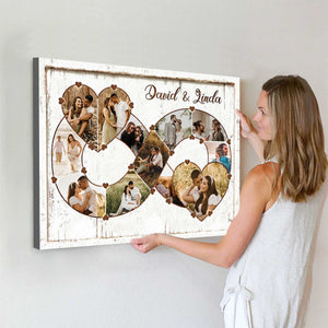 Personalized Infinity Love Photo Collage Canvas Poster for Couple,Anniversary,Valentine’s Day Gifts