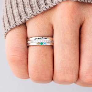 Personalized 1-8 Birthstones Ring For Mamas And Grandmas