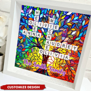 Personalized Rainbow Family Tree Name Crossword Shadow Light Box