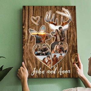 Personalized Couple Deer Hunting Memories Collage Poster, Deer Hunting Gifts For Couple