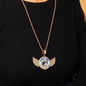 Personalized Memorial Photo Necklace with Wings