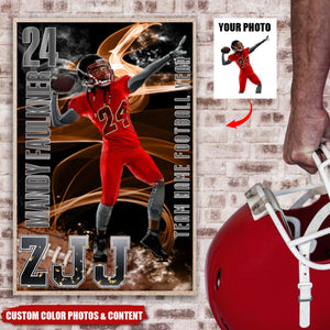 Senior Sports Personalized Photo Canvas Gift For Football Lover