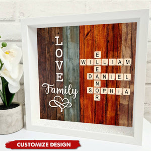 Personalized Family Crossword Art - Created In A Moment, Treasured Forever Shadow Light Box