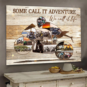 Personalized Sport Bike Doing A Wheelie Photo Collage Canvas Poster,Motorcycle Gift