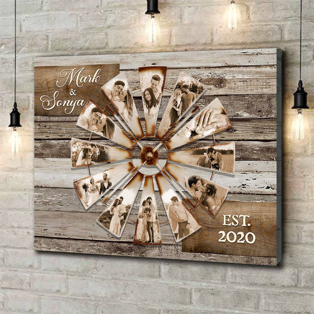 Personalized Windmill Poster Wall Decor Collage, Gifts For Couples Anniversary