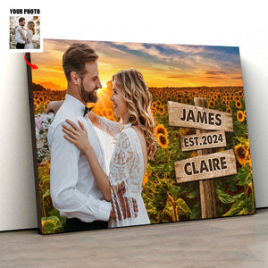 Custom Photo I Love You Like Sunflower Loves The Sun - Couple Personalized Poster