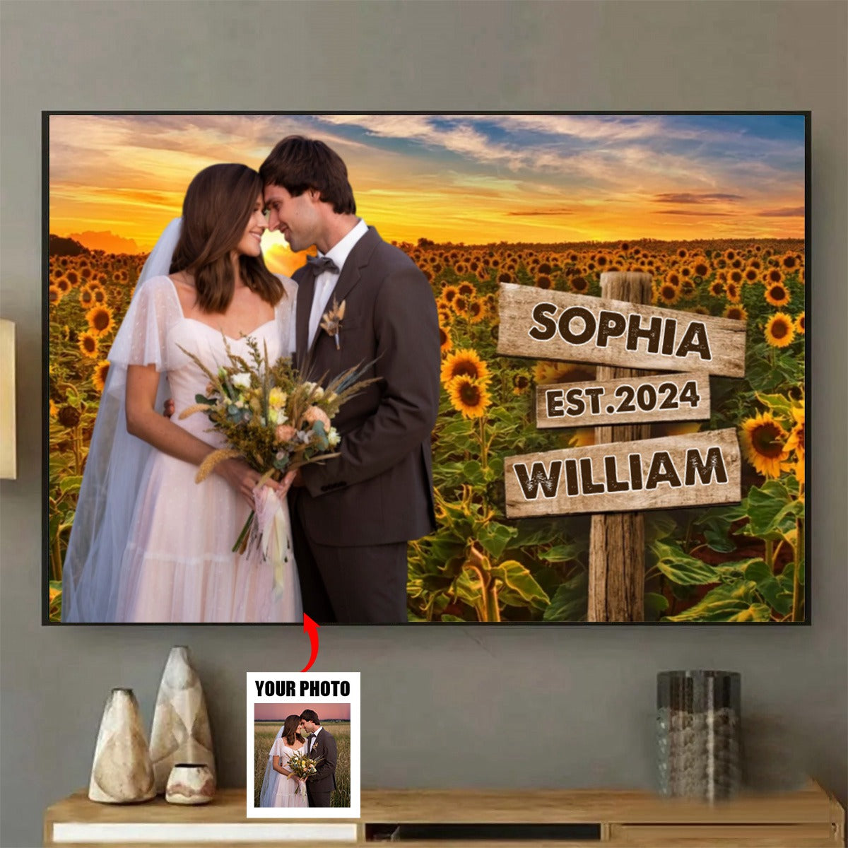 Custom Photo I Love You Like Sunflower Loves The Sun - Couple Personalized Poster