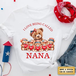 4th of July Grandma Bear with cute Grandkids Personalized T shirt