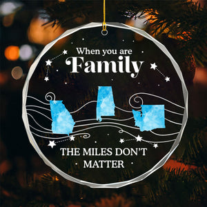 Long Distance The Miles Don't Matter Christmas - Personalized Circle Glass Ornament