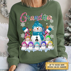 Grandma Snowman & Kid Christmas Tree Personalized Sweatshirt