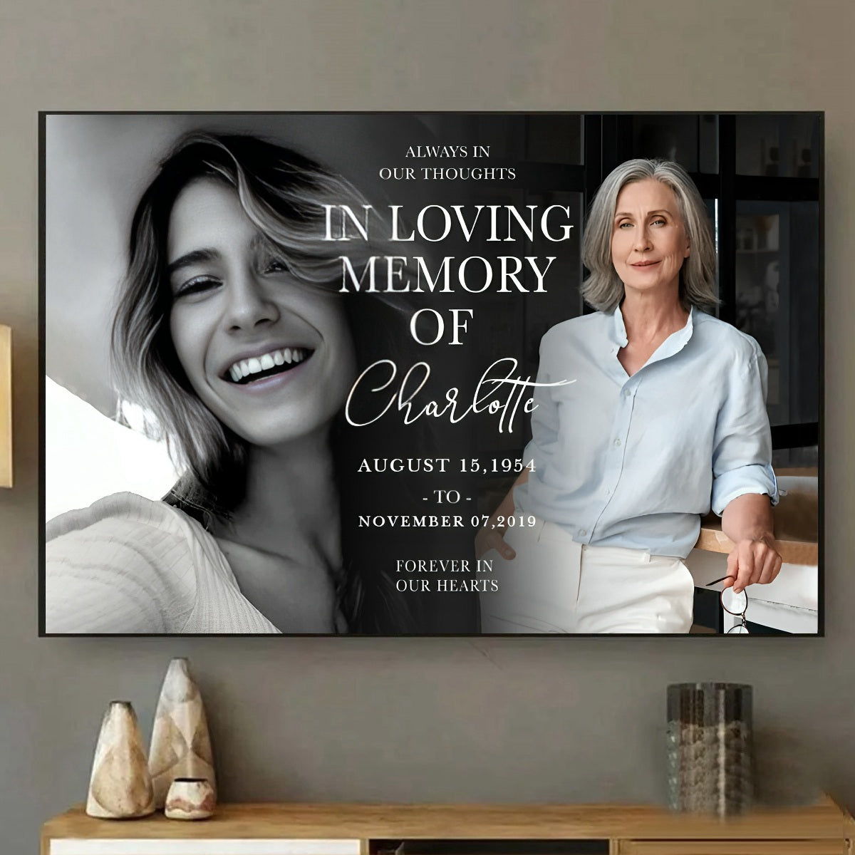 Personalized In Loving Memory Memorial Photo Canvas Poster