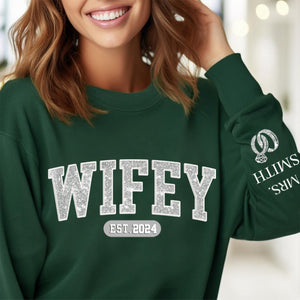 Couple Personalized Unisex Sweatshirt With Design On Sleeve - Gift For Husband Wife, Anniversary