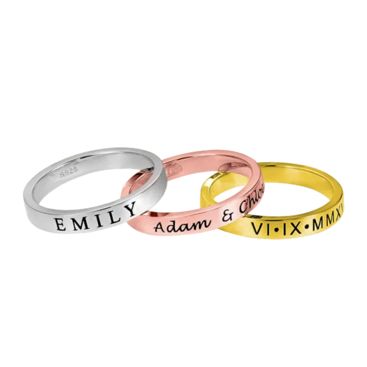 Personalized Engraving Stackable Name Rings