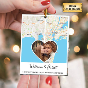 Long Distance Relationship Couple Gift - Personalized Acrylic Photo Ornament