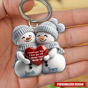 Personalized Acrylic Keychain - Snowman Couple First Christmas