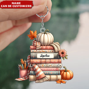 Gift For Book Lover, Book Club - Halloween Book Collection Custom Shape Keychain