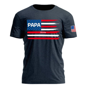 Personalized Dad Grandpa Flag With Grandkids 3D T-Shirt