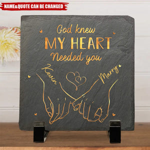 My Heart Is Perfect Because You Are Inside - Couple Personalized Custom Square Shaped Stone With Stand