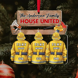 Personalized Gift For Firefighter Family Christmas Acrylic Ornament