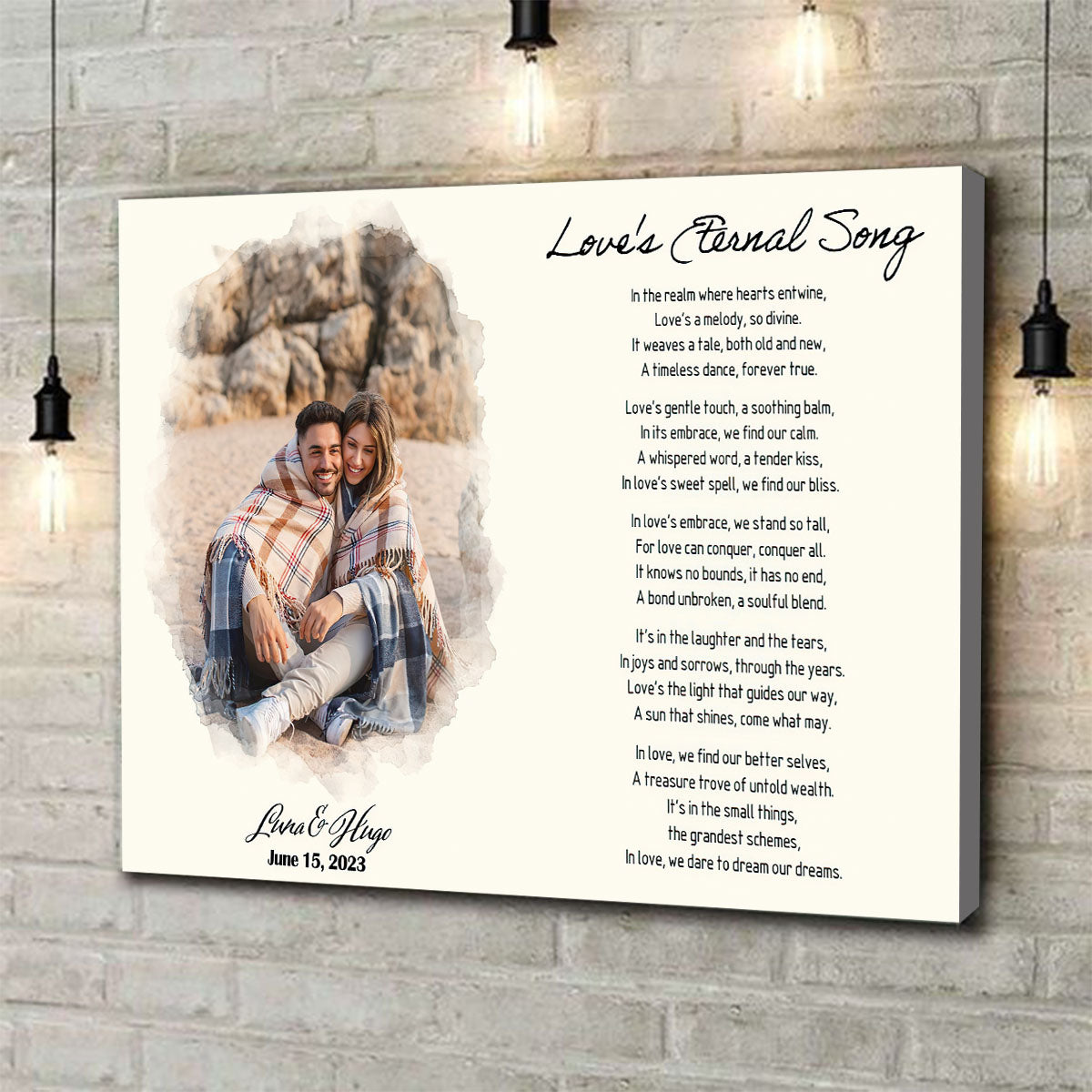 Personalized Canvas Print Poster With Poem | Lyrics Wall Art With Custom Photo | Couple Anniversary Gift