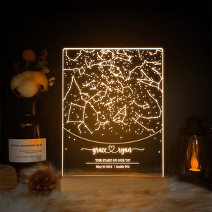 Custom star map by date,Personalized Couple Constellation LED Night Light Acrylic Plaque