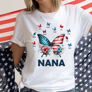 Personalized Grandma Mom Butterfly kids Independence Day T-shirt