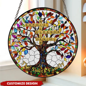 Gifts For Family - Family Tree - Personalized Window Hanging Suncatcher Ornament