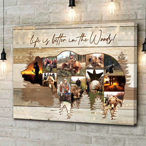 Personalized Bear Hunting Photo Collage Canvas Poster,Gift For Hunter