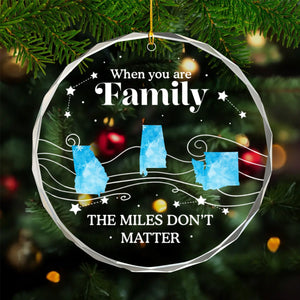 Long Distance The Miles Don't Matter Christmas - Personalized Circle Glass Ornament