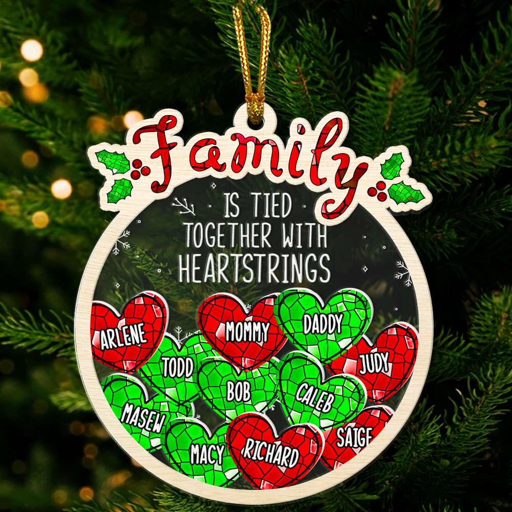 Tied Together With Heartstrings Family Personalized Christmas Arcylic Ornament