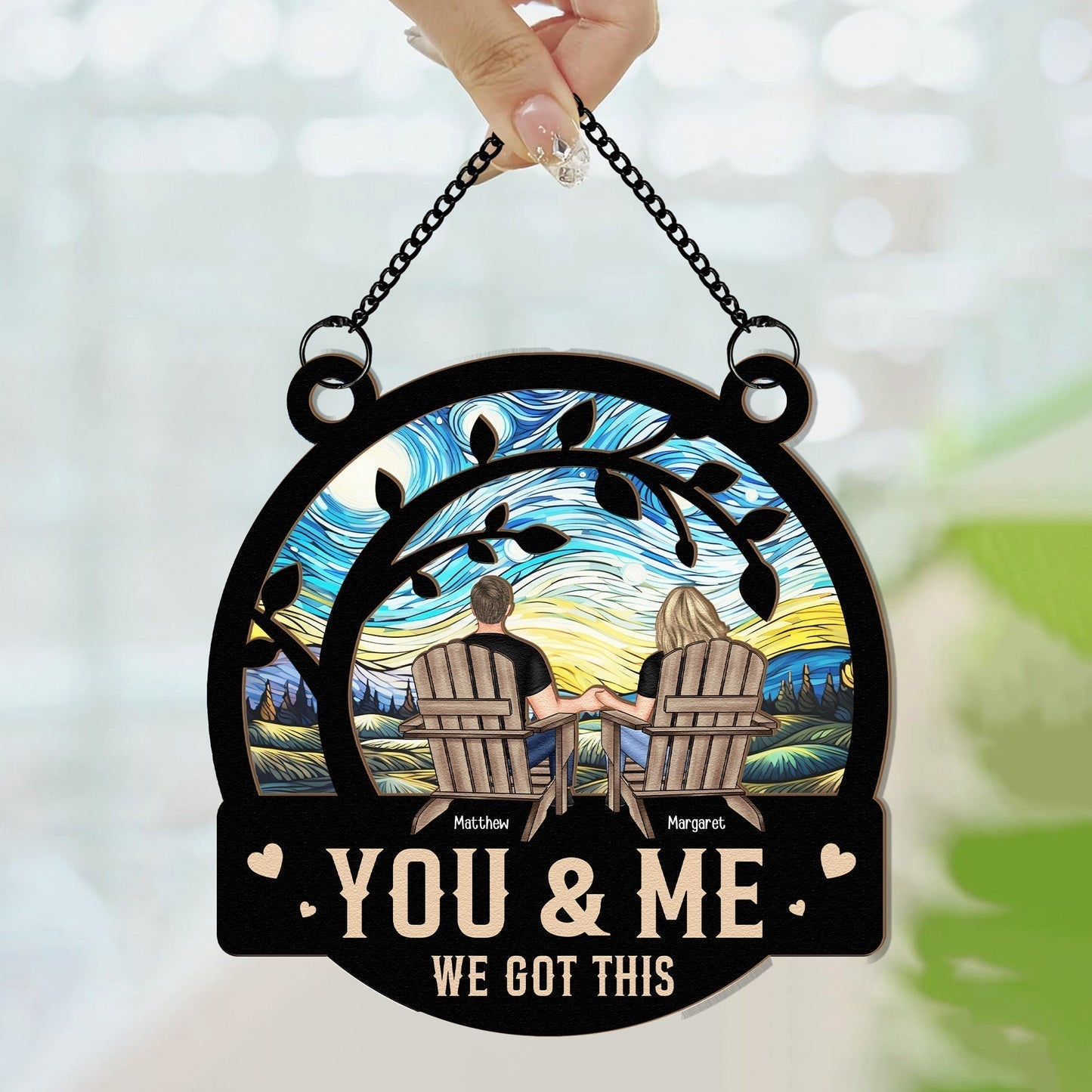 Personalized Window Hanging Suncatcher Ornament - You & Me We Got This - Anniversary Gifts