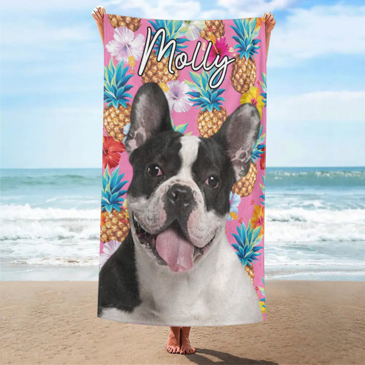 Personalized Upload Dog Photo Beach Towel