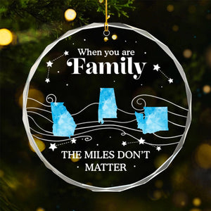 Long Distance The Miles Don't Matter Christmas - Personalized Circle Glass Ornament