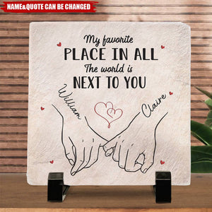 My Heart Is Perfect Because You Are Inside - Couple Personalized Custom Square Shaped Stone With Stand