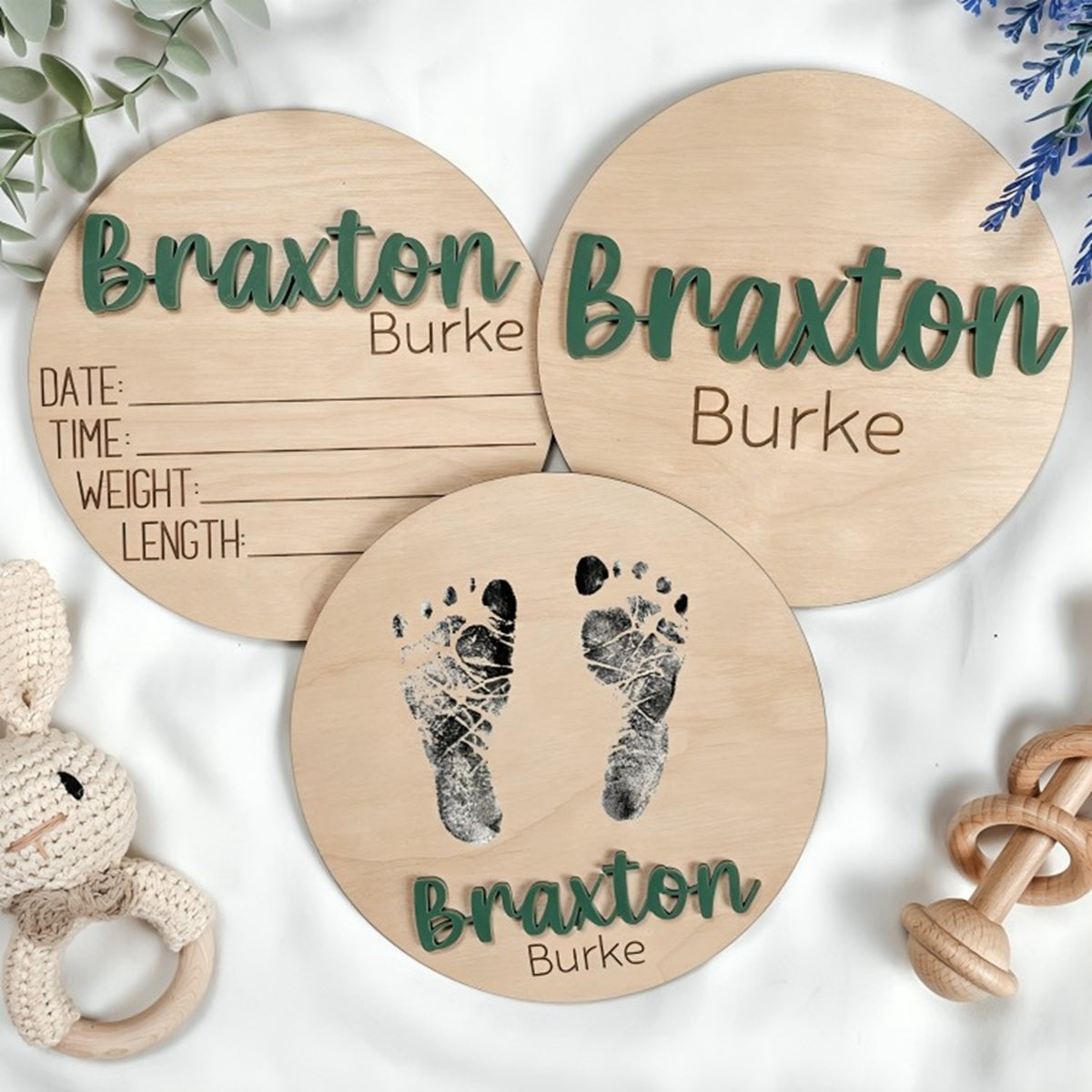 Personalized Baby Arrival Announcement Wooden Sign Plaque