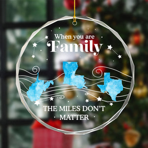 Long Distance The Miles Don't Matter Christmas - Personalized Circle Glass Ornament